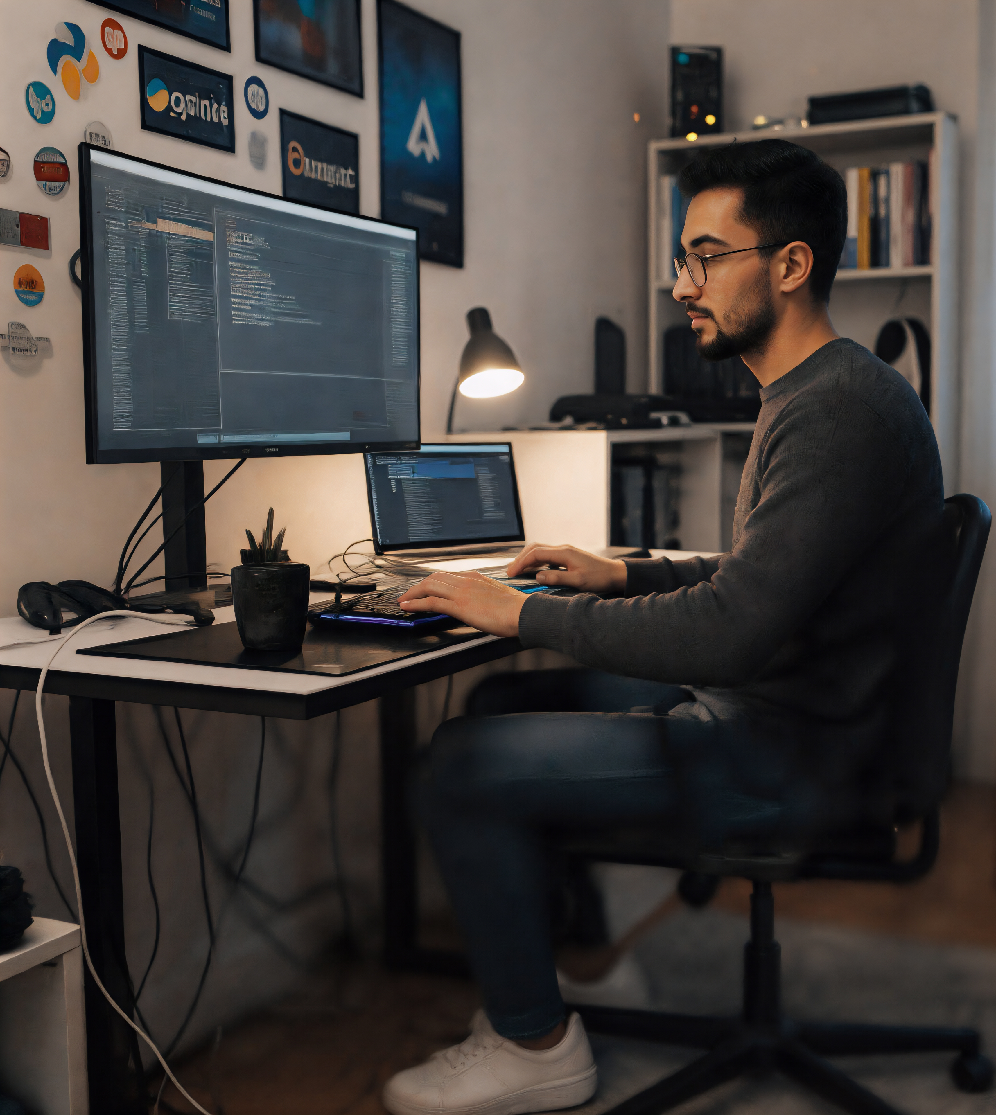 Developer working on code